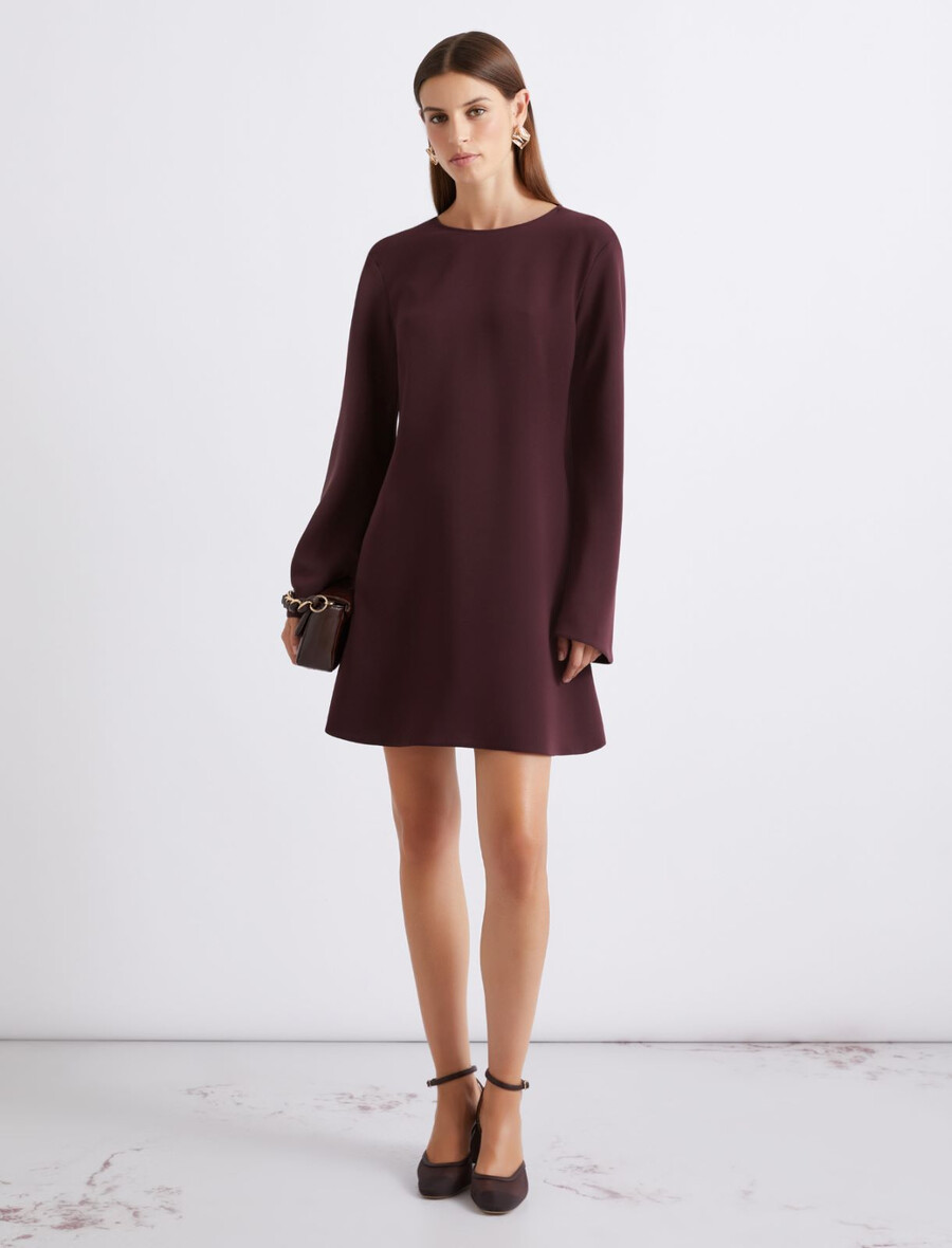 robe évasée en crêpe - bordeaux
