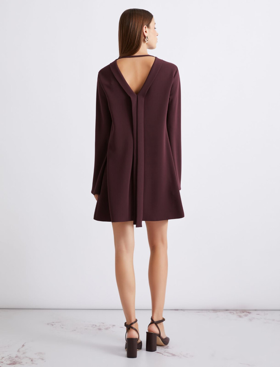 robe évasée en crêpe - bordeaux