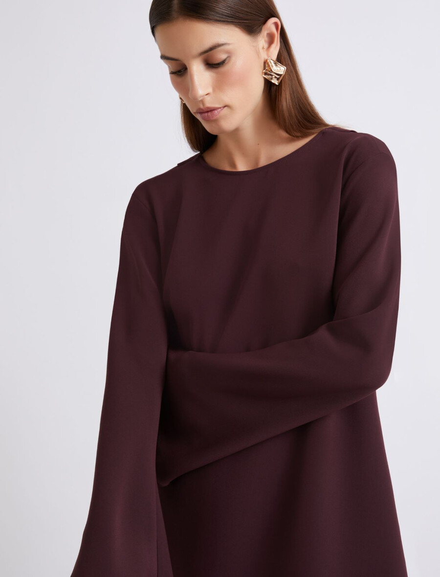 robe évasée en crêpe - bordeaux