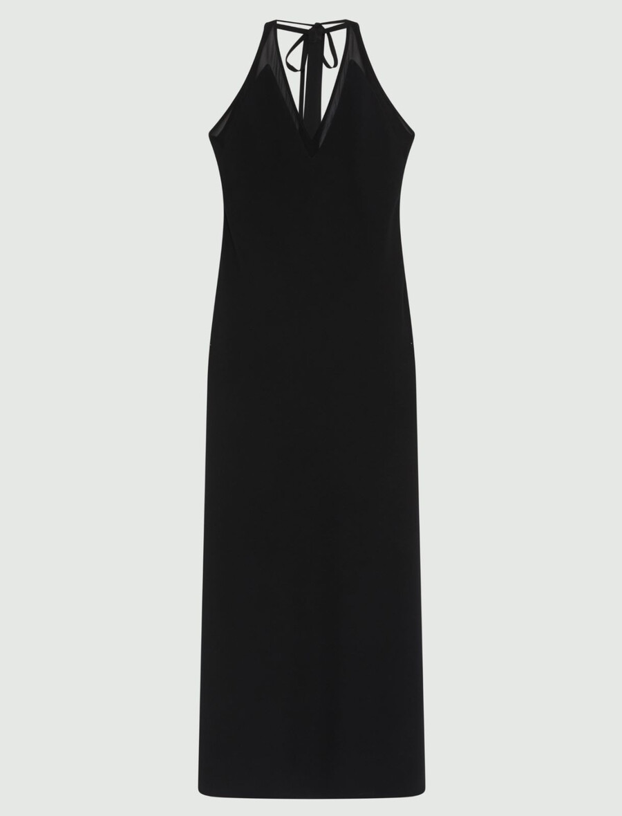 robe longue en satin noir