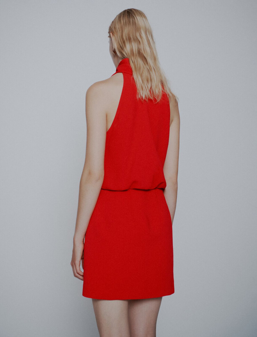 robe évasée en satin rouge - rouge