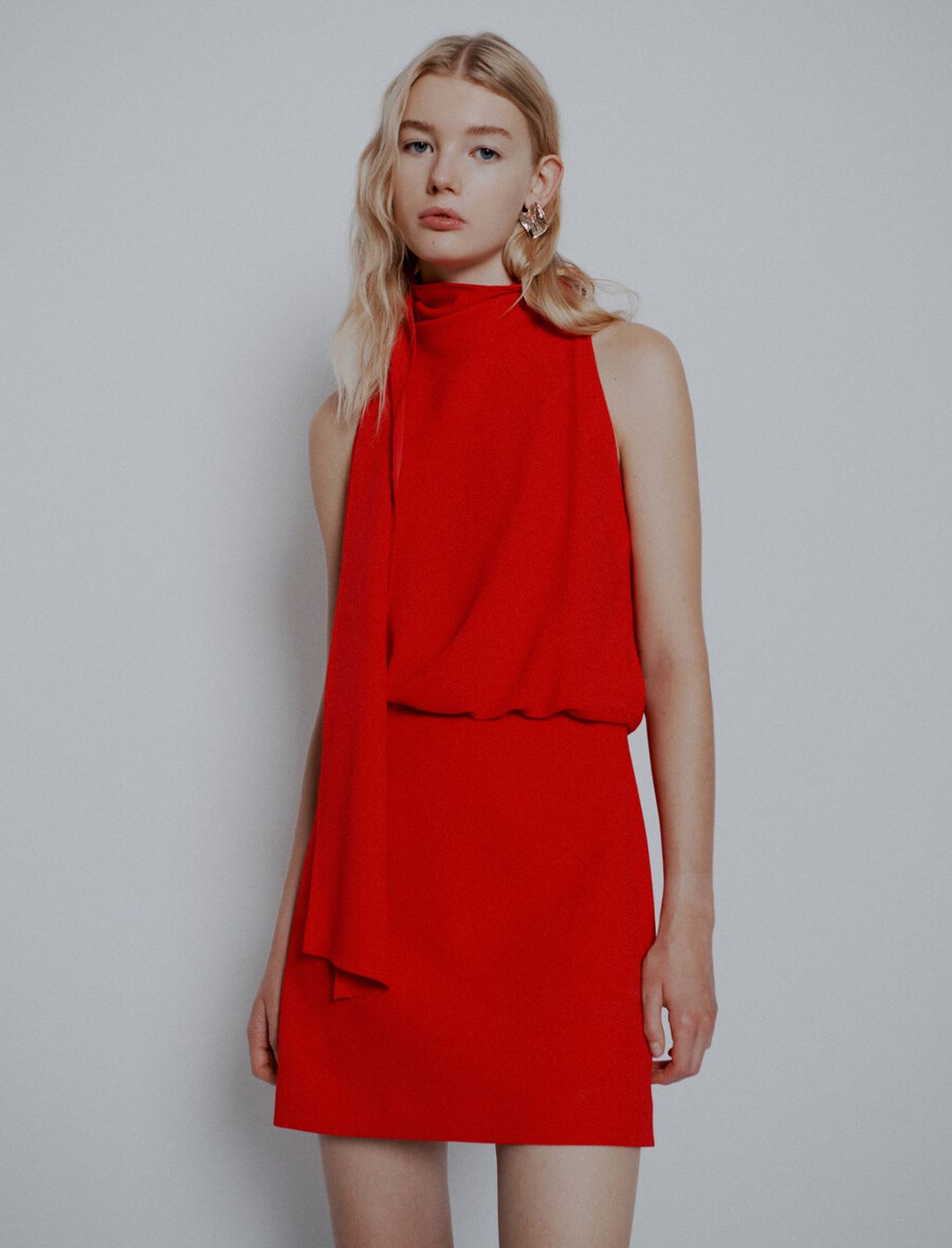 robe évasée en satin rouge - rouge