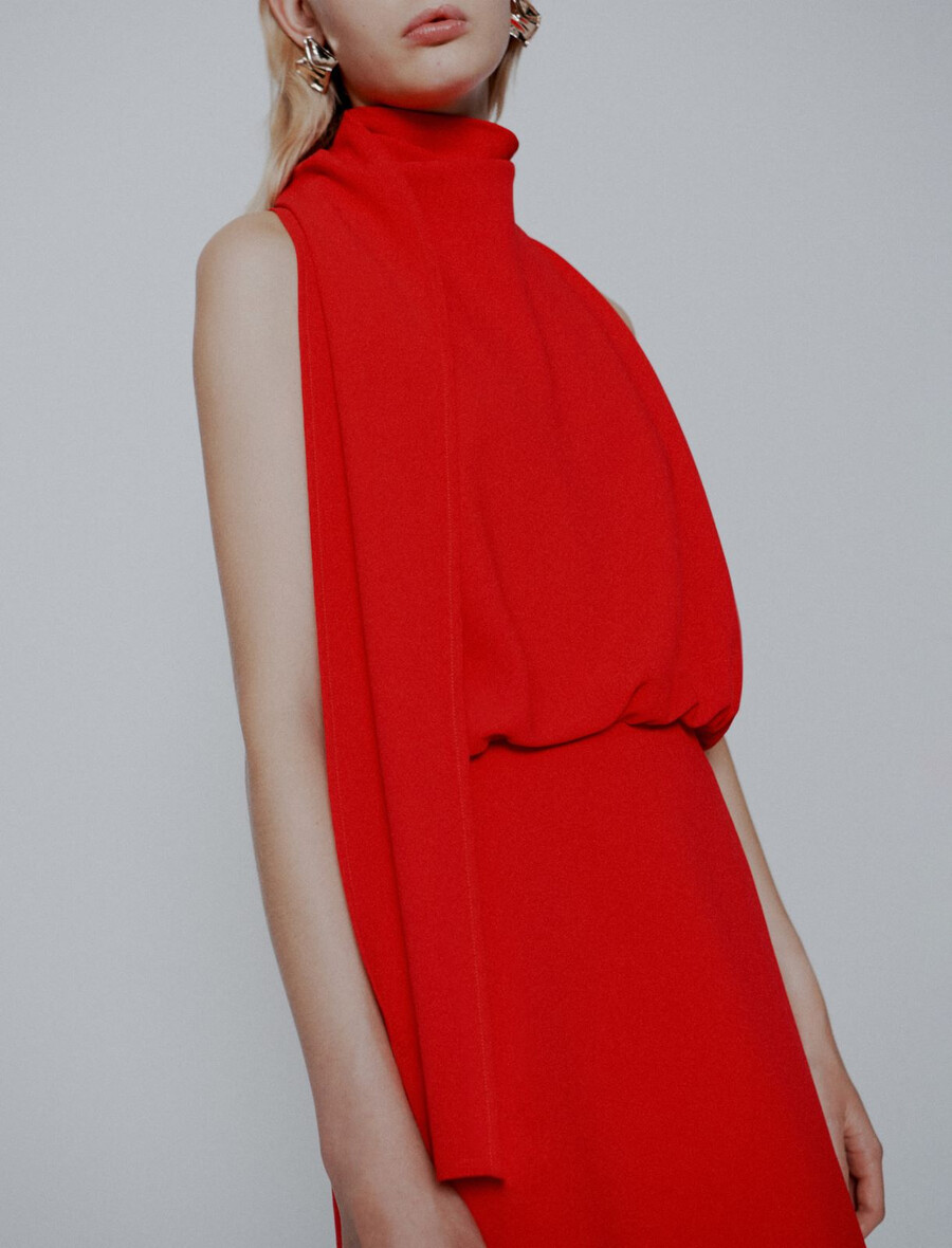 robe évasée en satin rouge - rouge