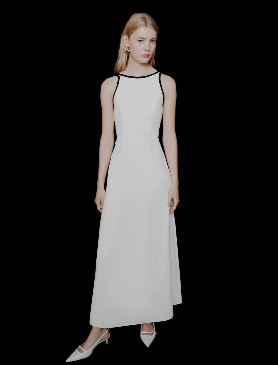 robe dos nu en satin envers - blanc laine