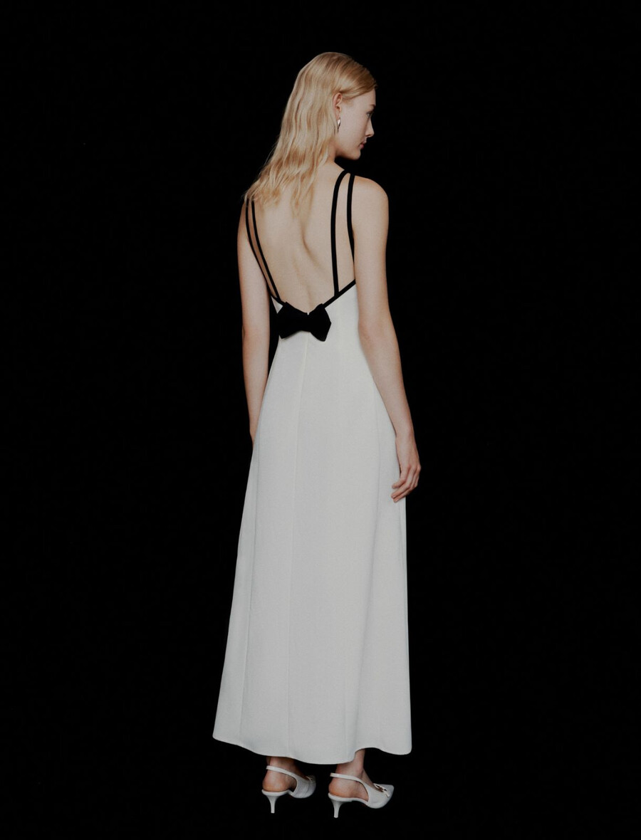 robe dos nu en satin envers - blanc laine