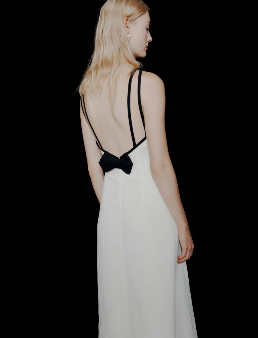 robe dos nu en satin envers - blanc laine