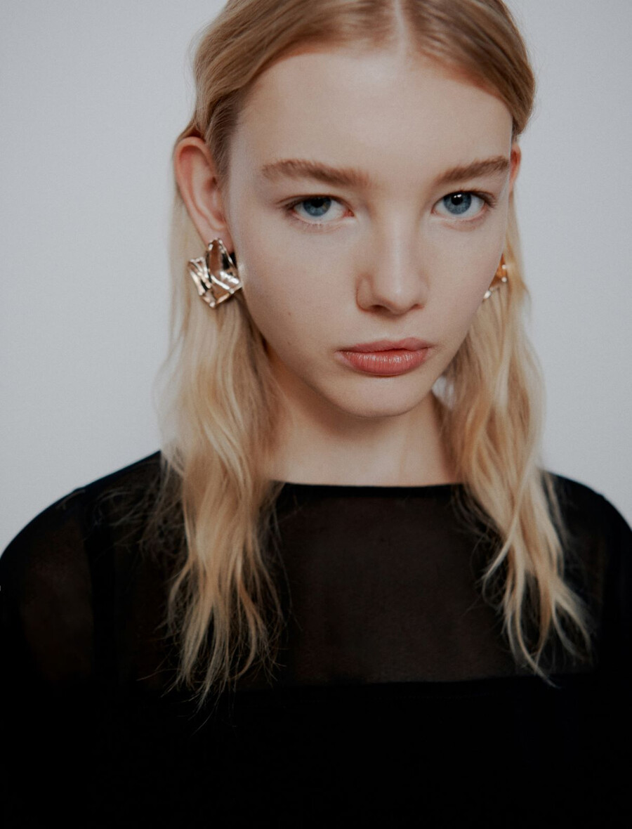 robe ceinturée en satin et georgette envers - noire