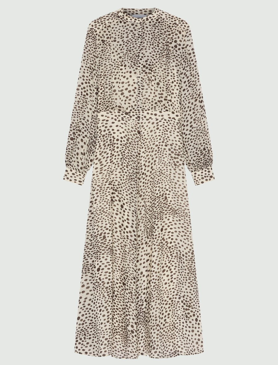 robe-chemise longue en georgette imprimée - crÈme