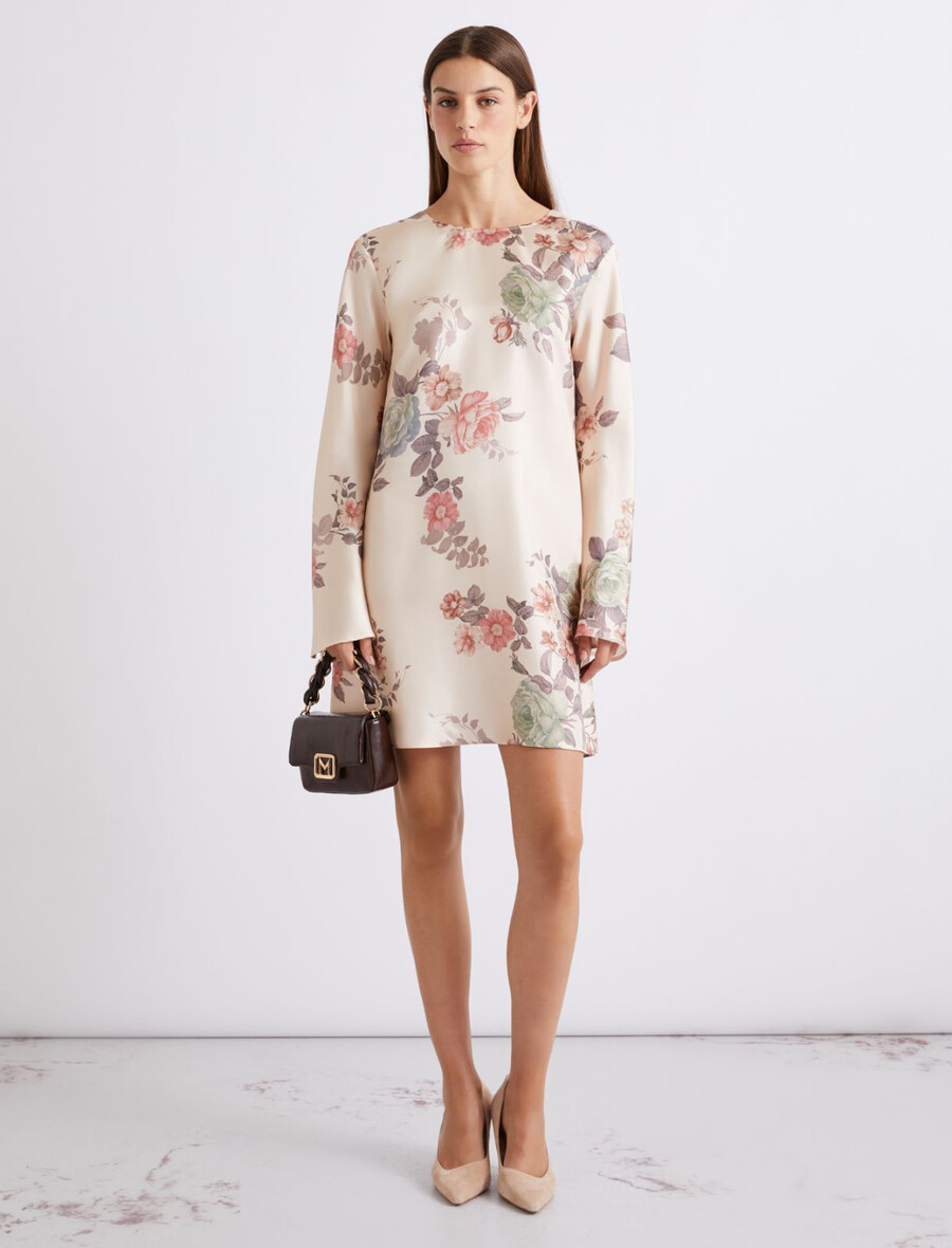 robe évasée en twill de soie - poudre