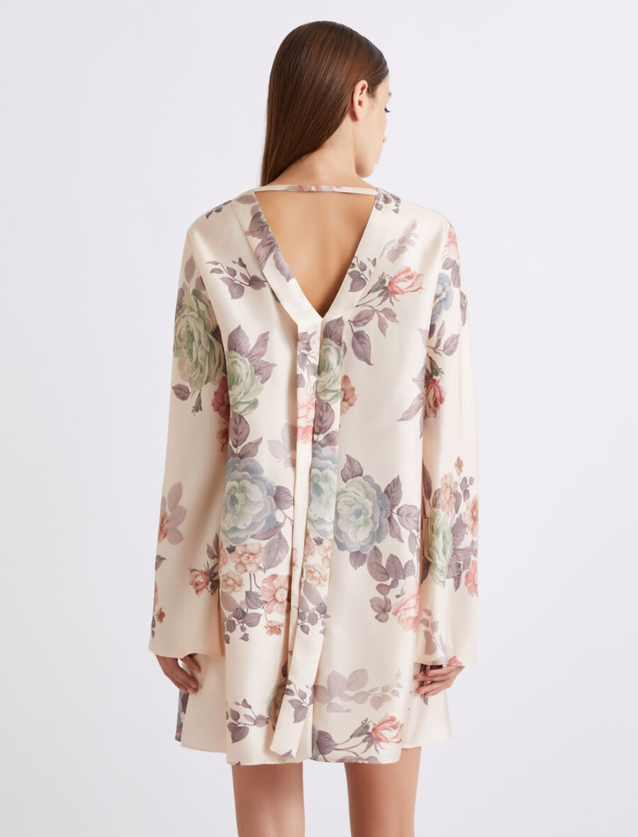 robe évasée en twill de soie - poudre