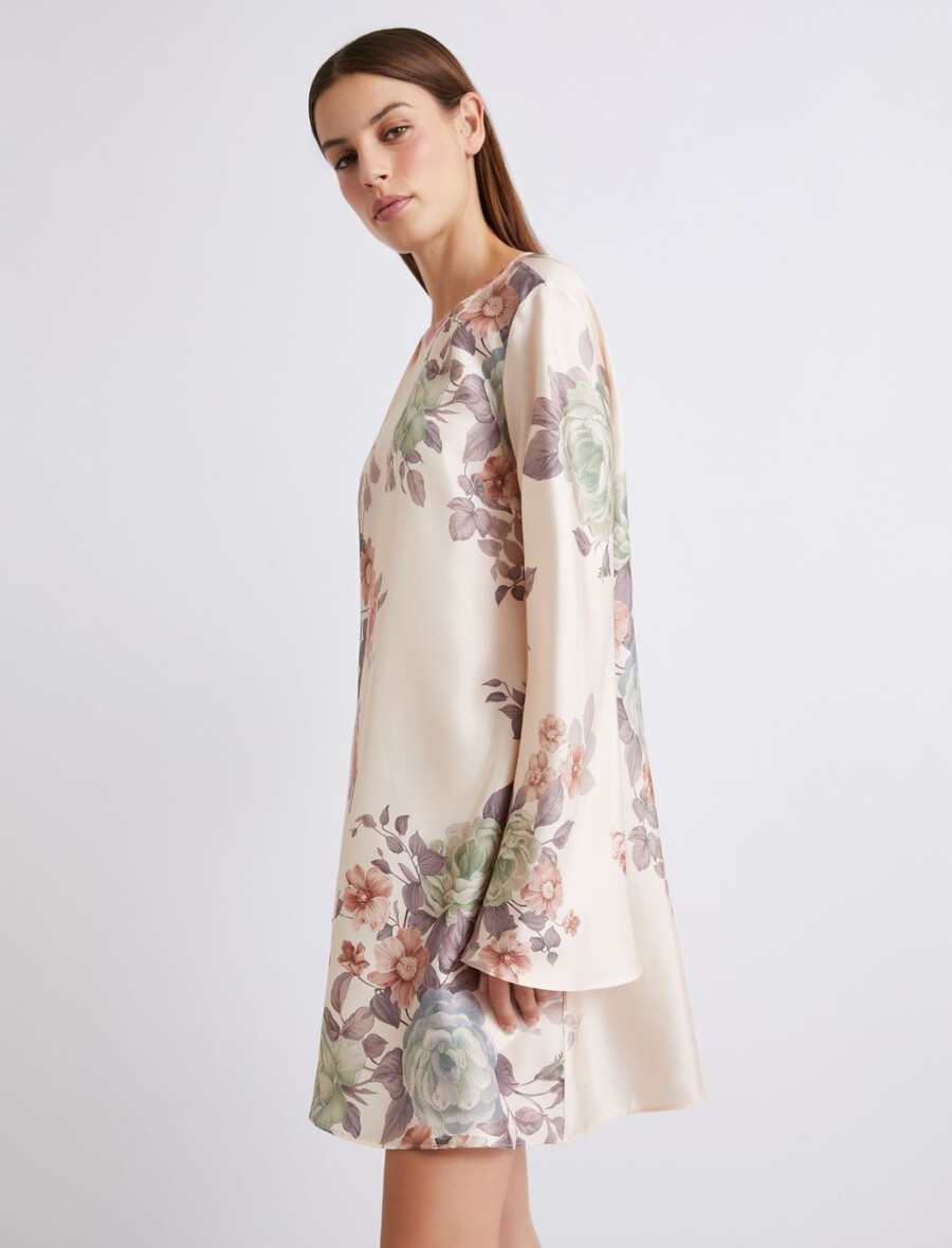 robe évasée en twill de soie - poudre