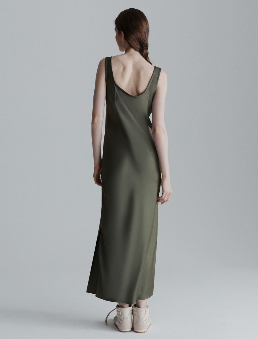 robe nuisette en satin - olive