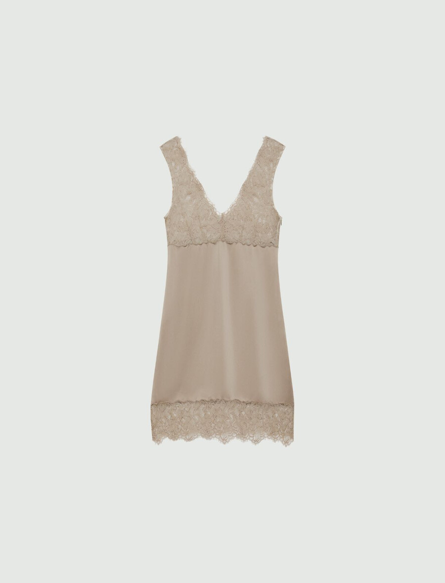 robe à empiècements en dentelle - gris clair