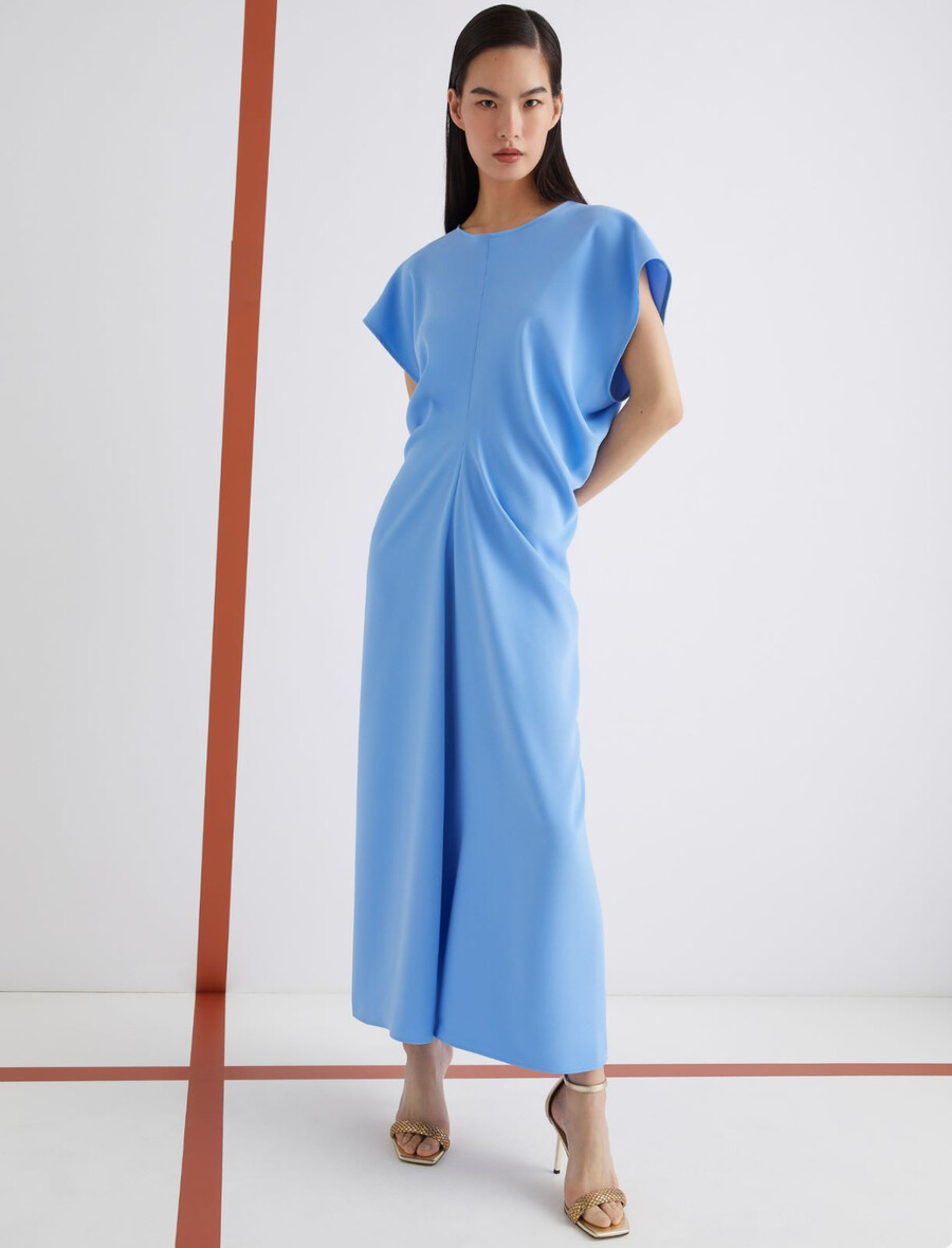 robe longue en crêpe satinée - bleu clair