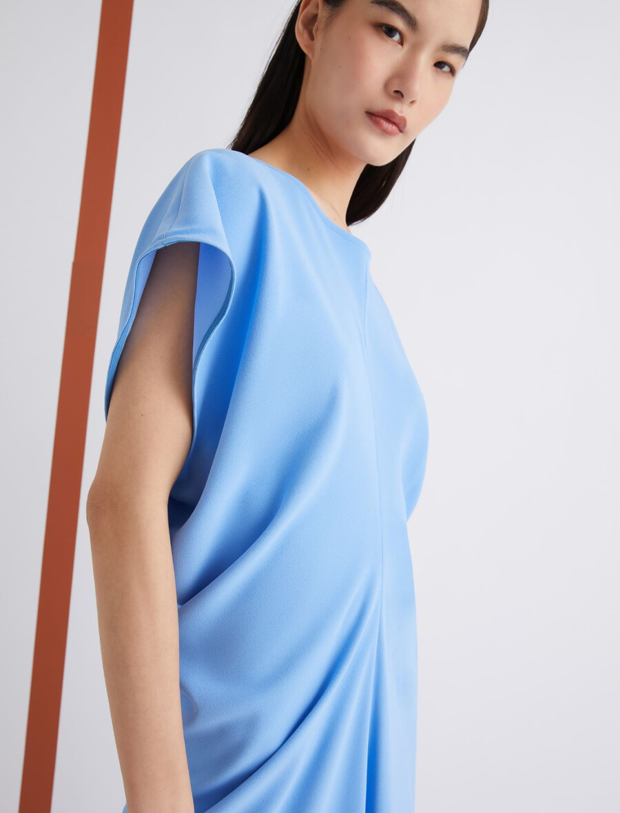 robe longue en crêpe satinée - bleu clair