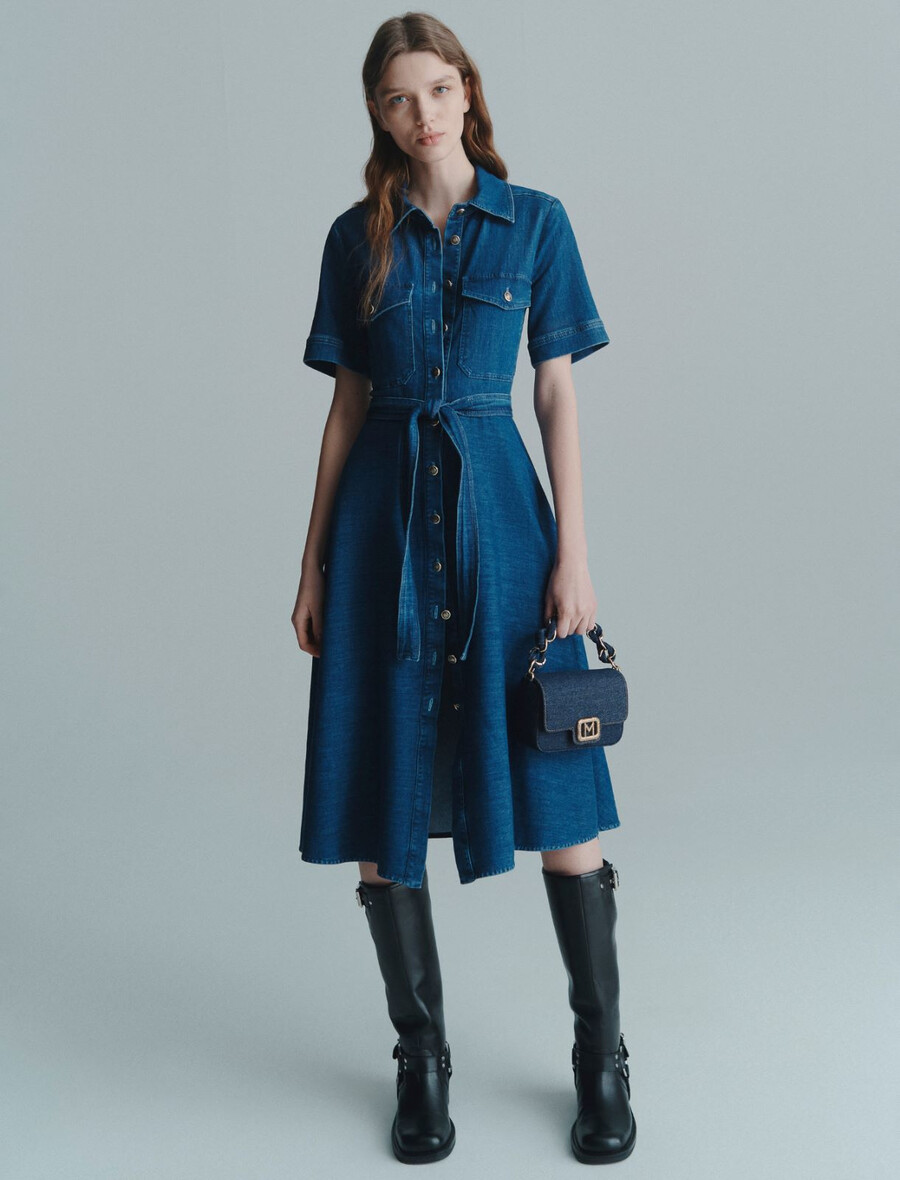 robe-chemise en jean - jeans bleu