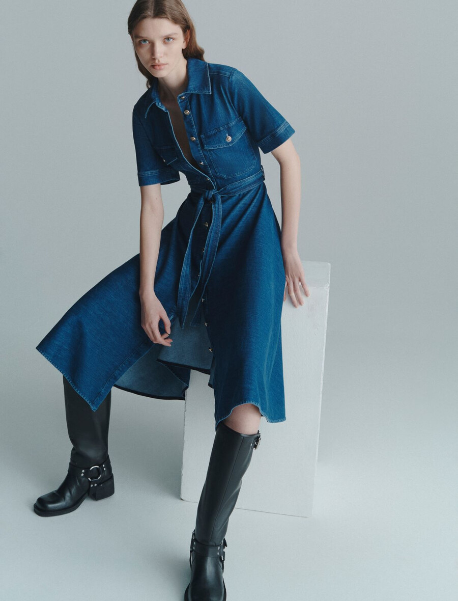 robe-chemise en jean - jeans bleu