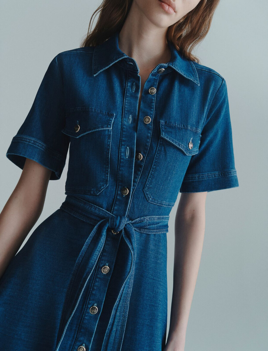 robe-chemise en jean - jeans bleu