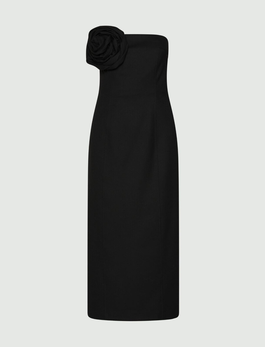 robe bustier en gabardine stretch - noire