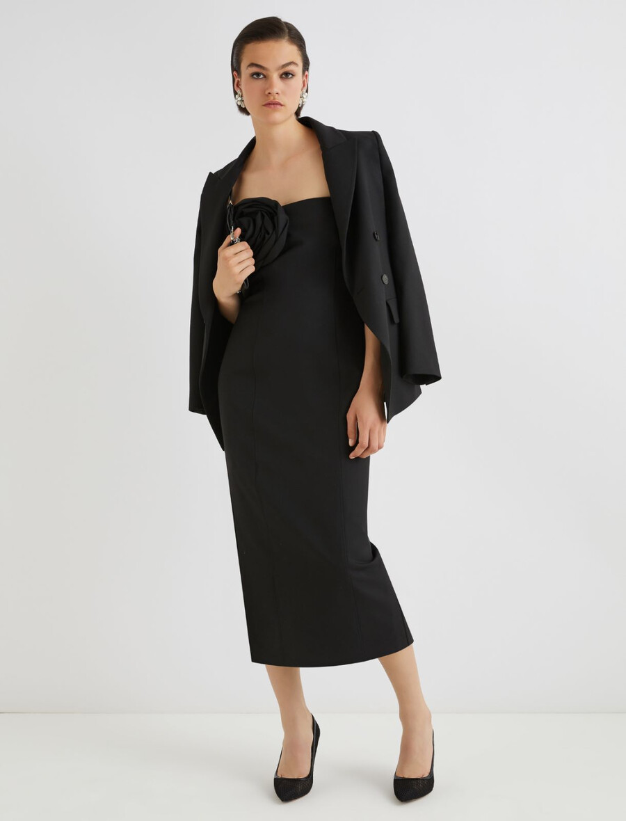 robe bustier en gabardine stretch - noire