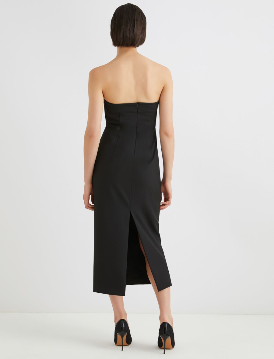 robe bustier en gabardine stretch - noire