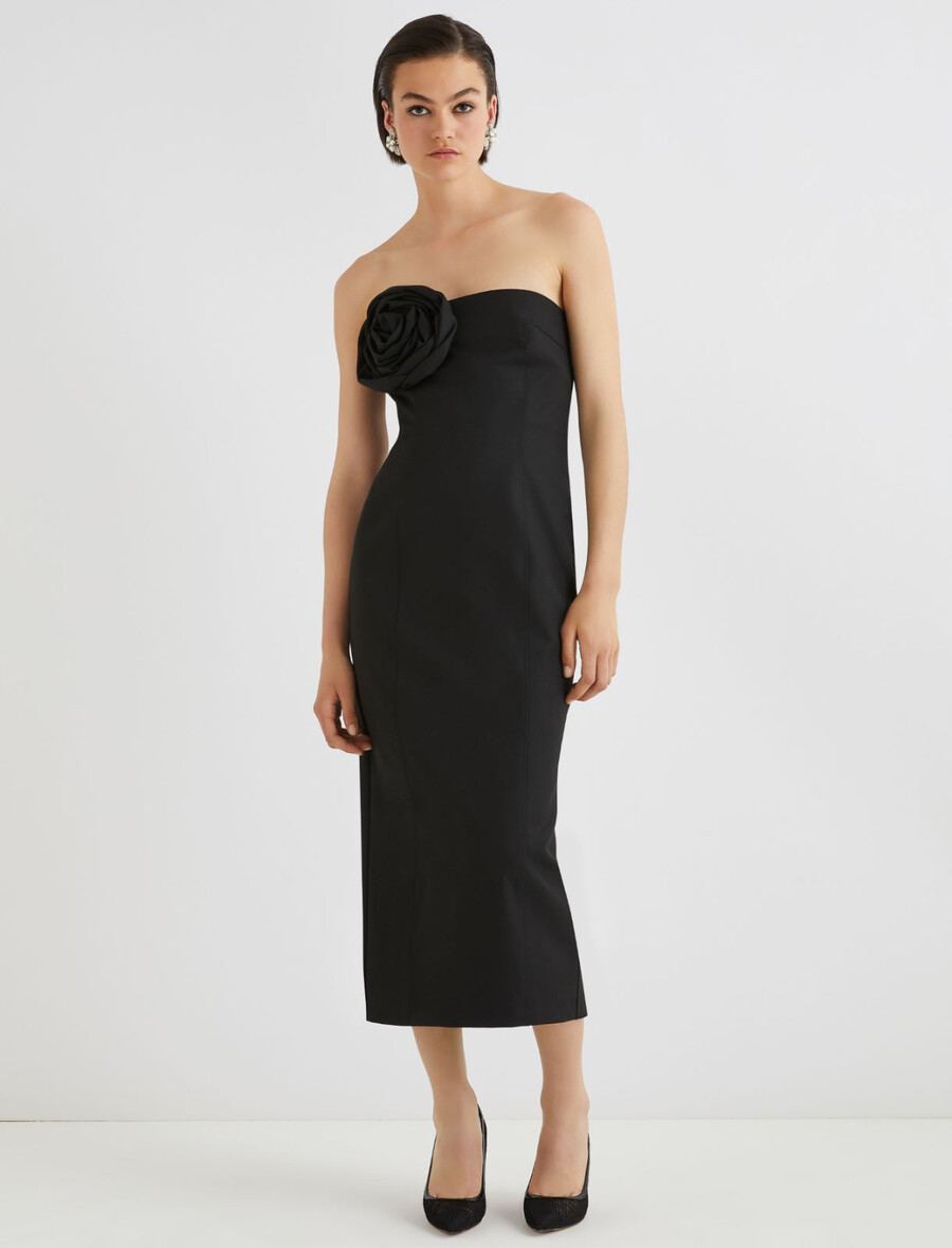robe bustier en gabardine stretch - noire