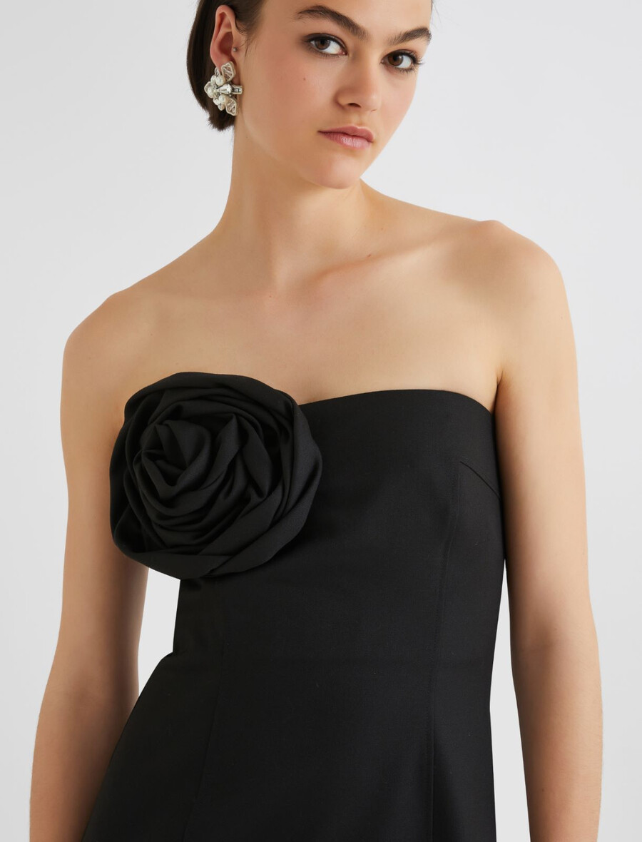 robe bustier en gabardine stretch - noire