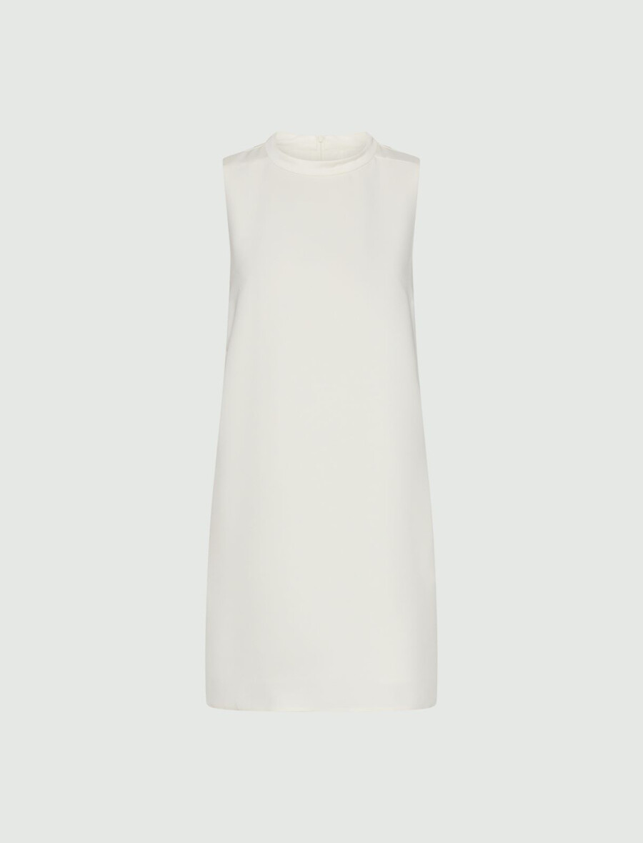 robe sans manches en crêpe satinée - blanc laine