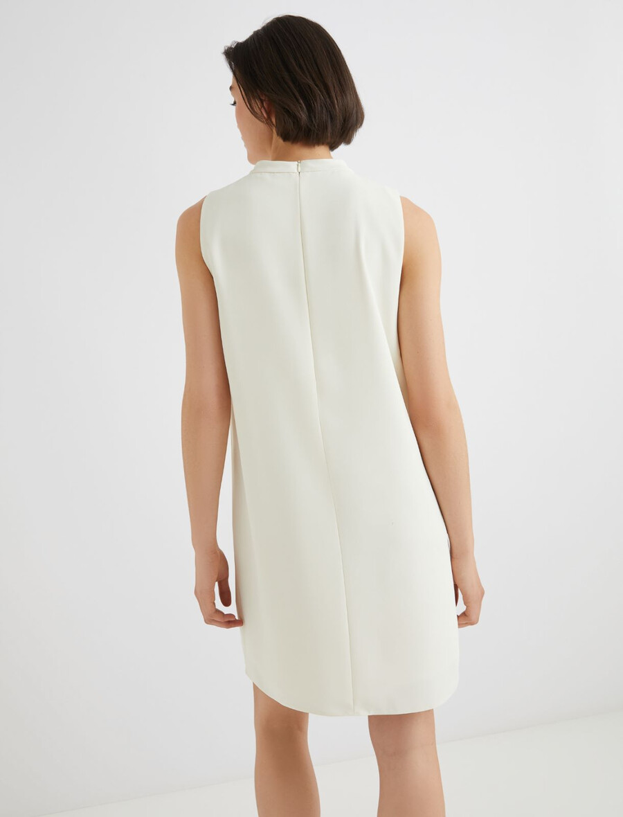 robe sans manches en crêpe satinée - blanc laine