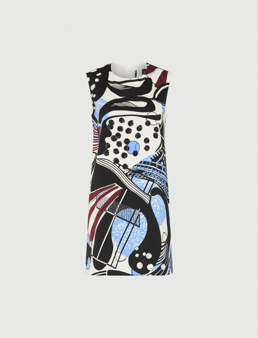 robe sans manches à imprimé macro - laine blanc