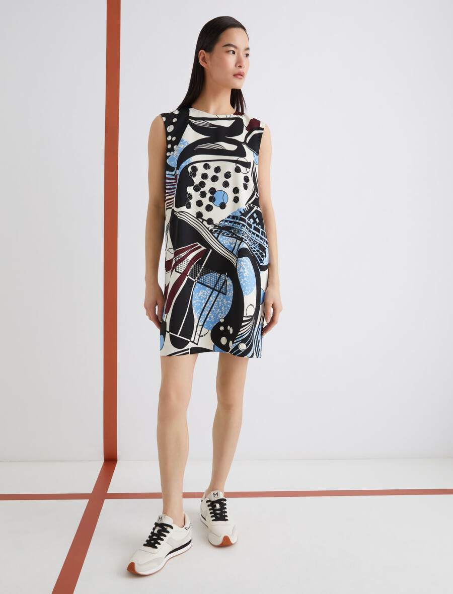 robe sans manches à imprimé macro - laine blanc