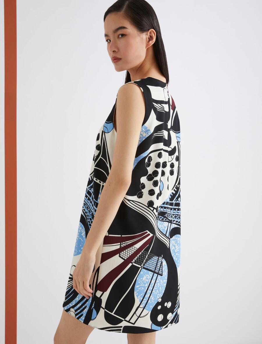 robe sans manches à imprimé macro - laine blanc