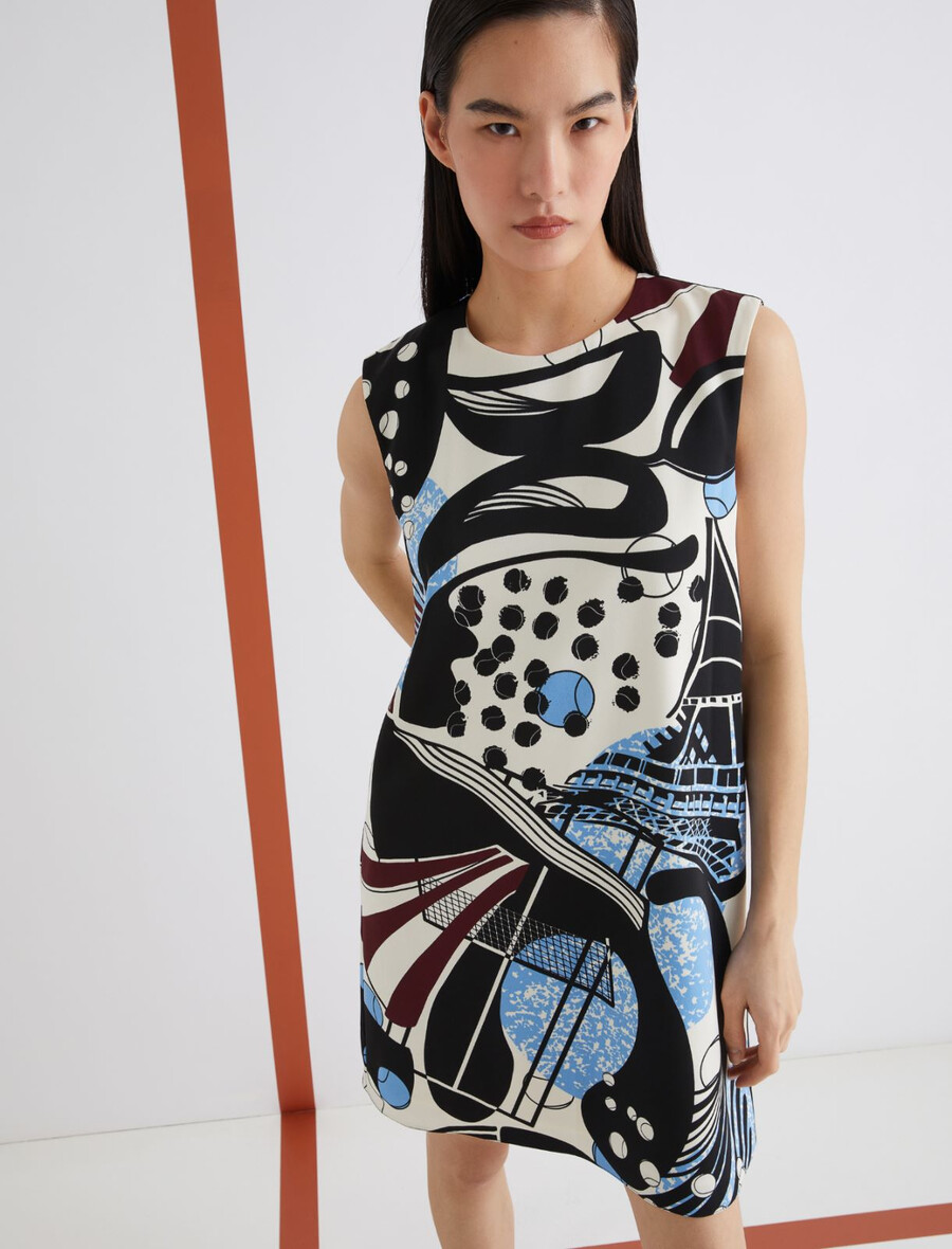 robe sans manches à imprimé macro - laine blanc