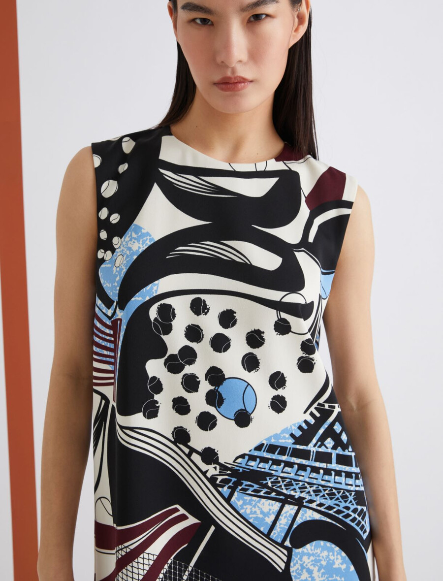 robe sans manches à imprimé macro - laine blanc