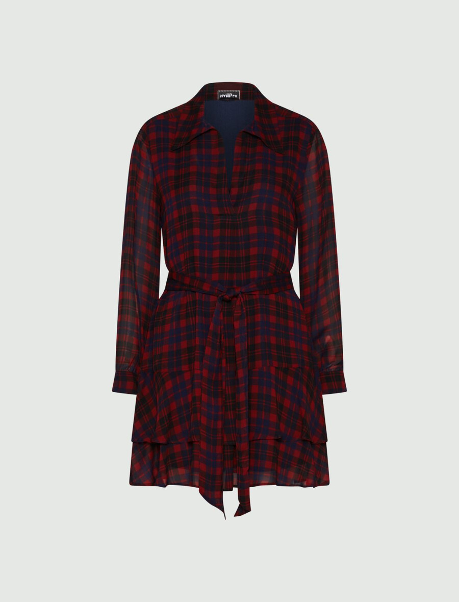 robe à volants en georgette - rouge