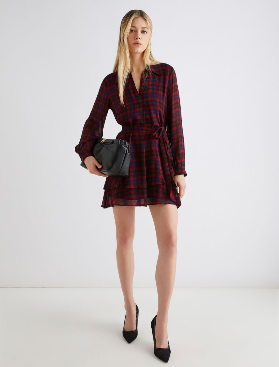 robe à volants en georgette - rouge