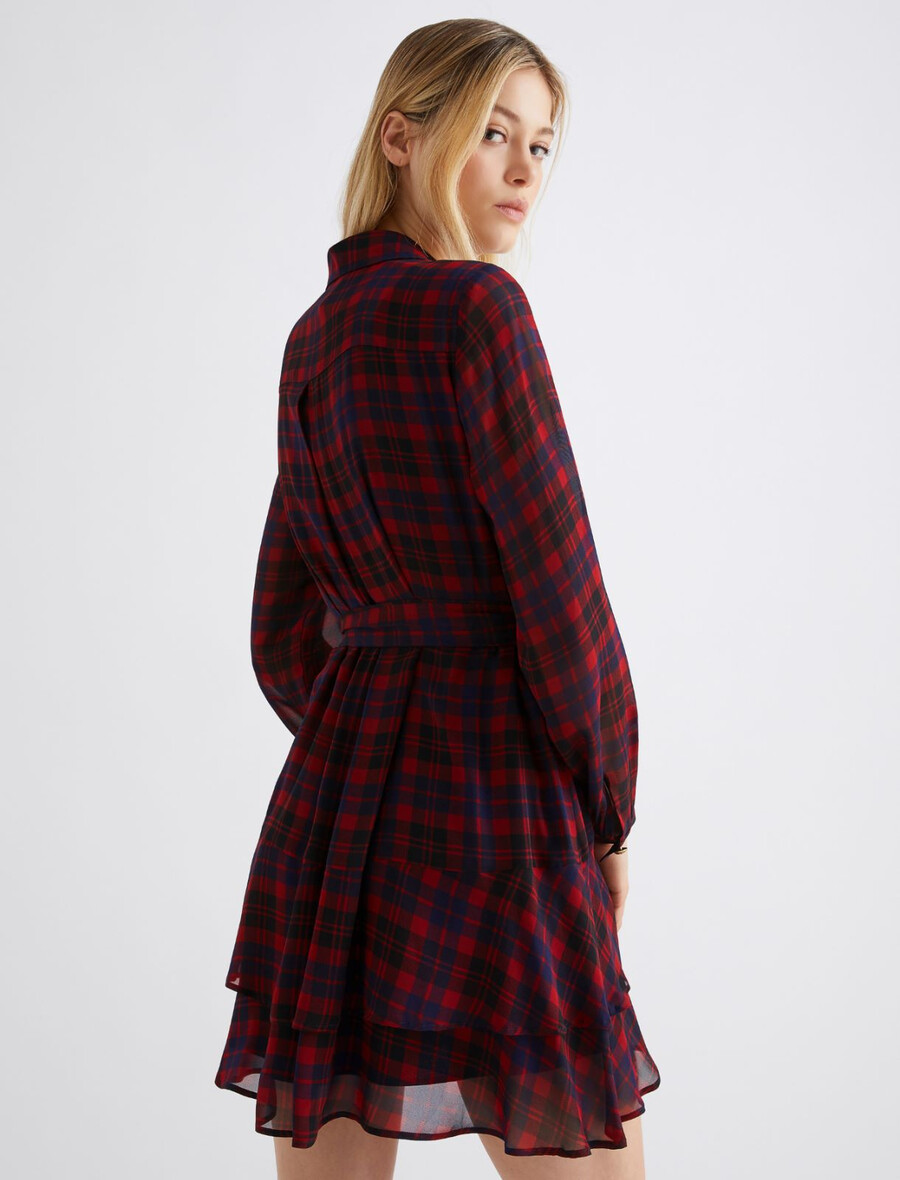 robe à volants en georgette - rouge