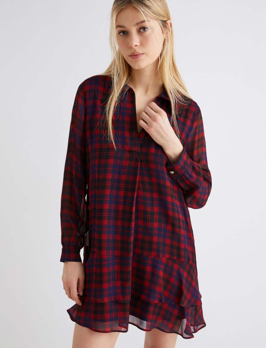 robe à volants en georgette - rouge