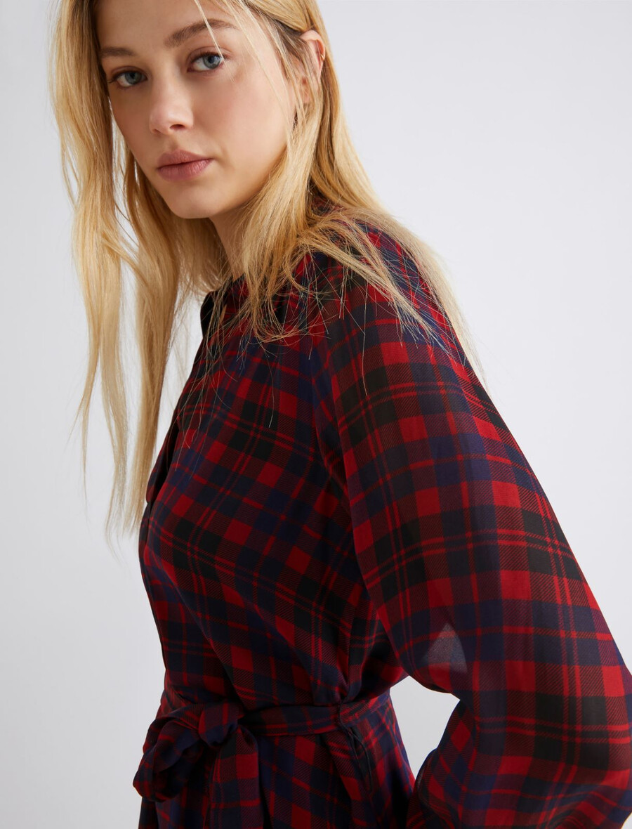 robe à volants en georgette - rouge