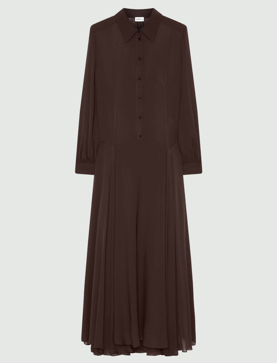 robe-chemise en georgette - marron