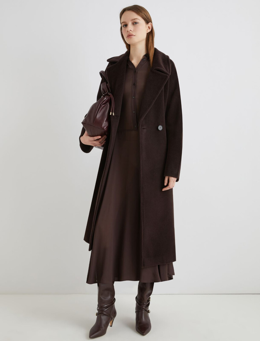 robe-chemise en georgette - marron