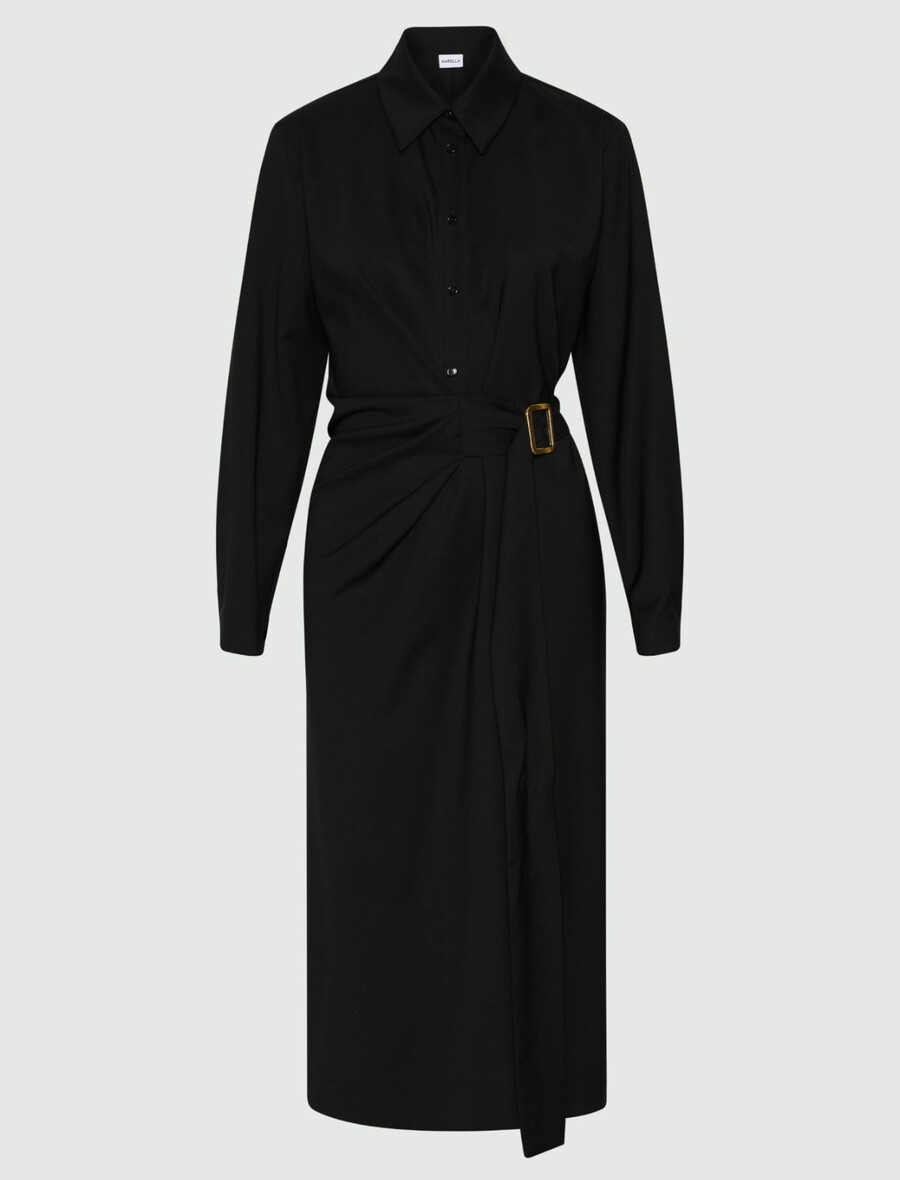 robe-chemise avec boucle latérale - noire