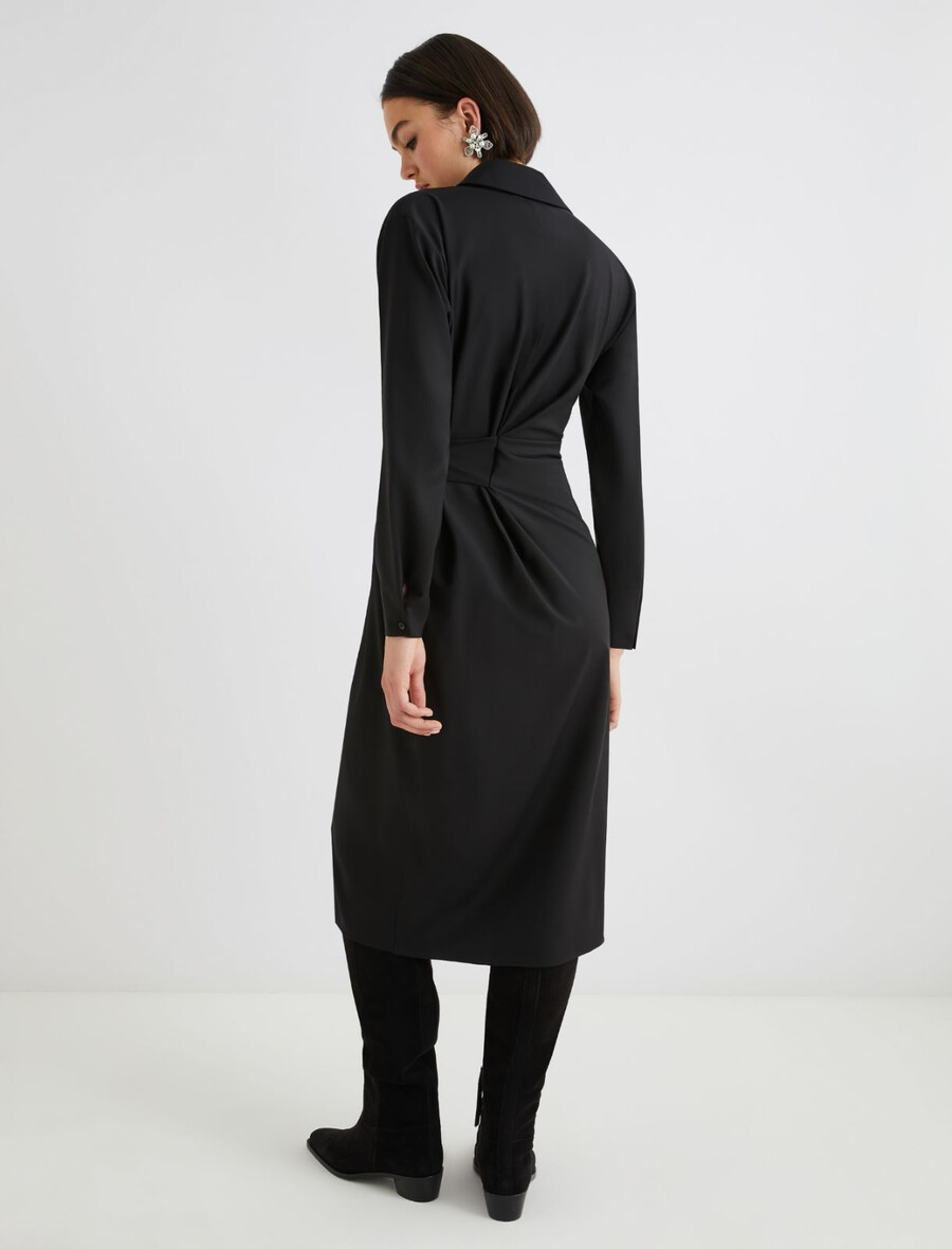 robe-chemise avec boucle latérale - noire