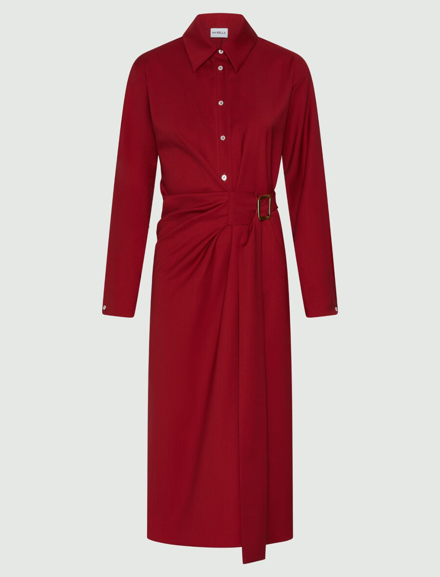 robe-chemise rouge avec boucle latérale