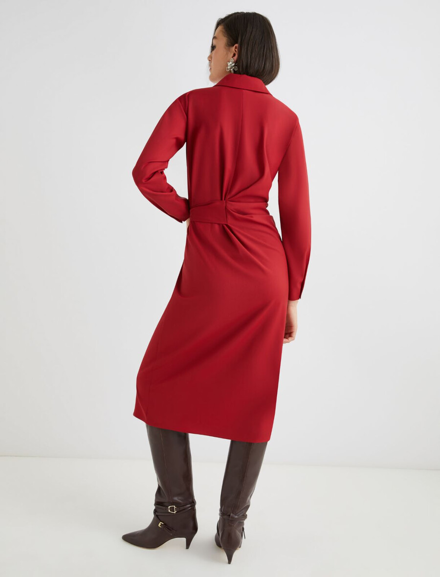 robe-chemise rouge avec boucle latérale