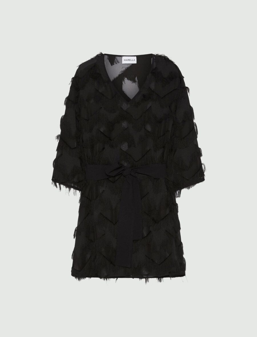 robe courte fil coupé - noire