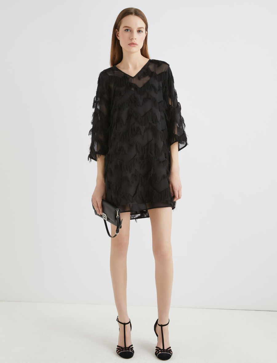 robe courte fil coupé - noire