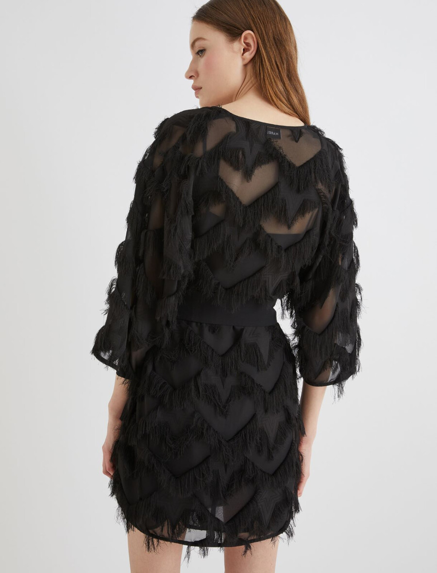robe courte fil coupé - noire