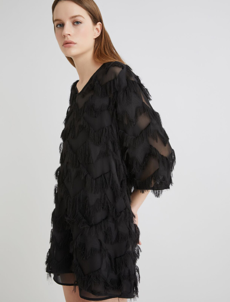 robe courte fil coupé - noire