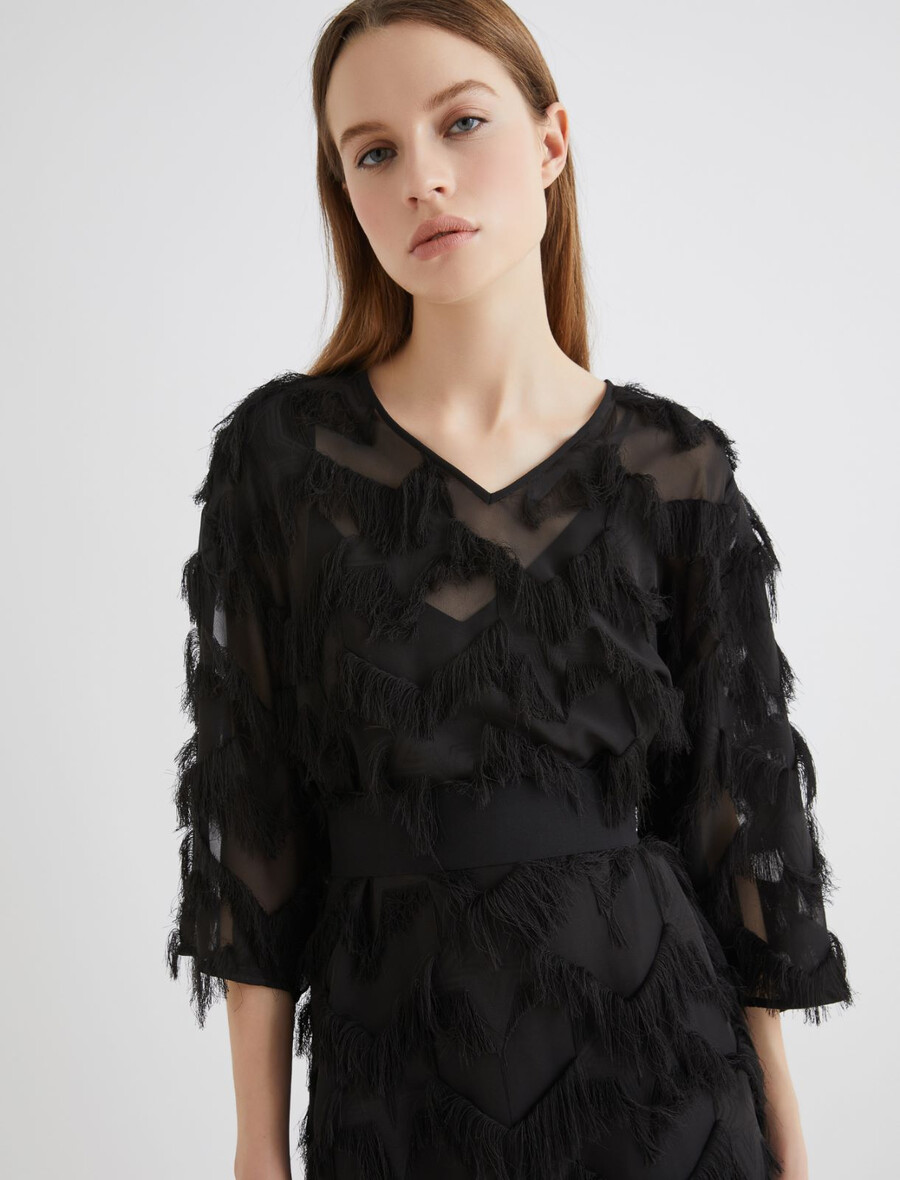 robe courte fil coupé - noire